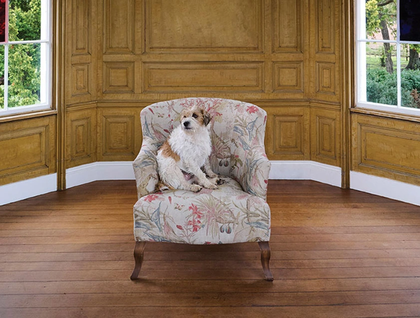 Grassington Chair in Floral Linen Lily Pad Vermillion_tablet